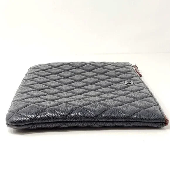Authentic CHANEL CC Caviar Learher Quilted Cosmetic /Classic Clutch Bag - Picture 6 of 13